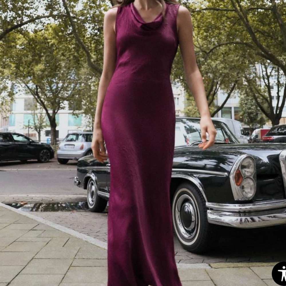 Zara SATIN EFFECT OPEN BACK DRESS